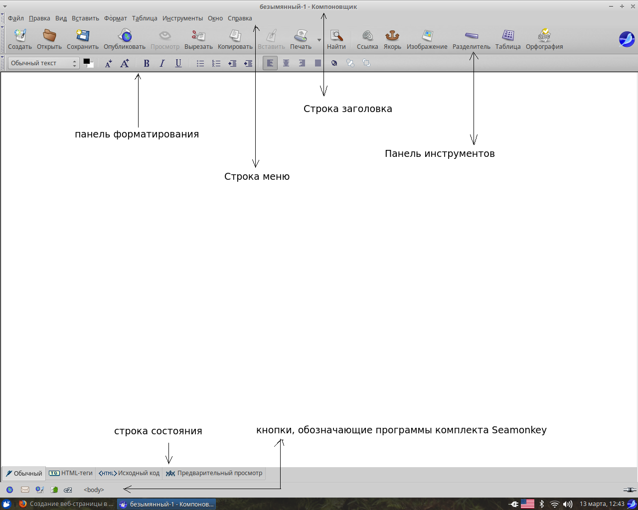 окно браузера Mozilla Seamonkey