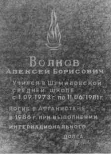 Памяти павших в
                      Афганской войне